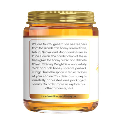 Hawaiian Island Honey Creamy Delight – Ultra Rare Kiawe Honey, Exclusively from Hawaii – 100% Raw, Unfiltered, Naturally Smooth & Spreadable – 6 oz Glass Jar - $34.99 Plus S/H