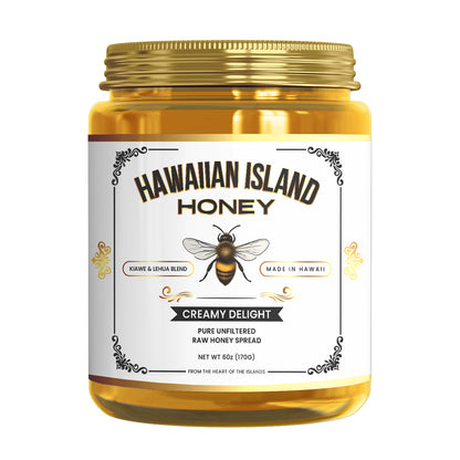 Hawaiian Island Honey Creamy Delight – Ultra Rare Kiawe Honey, Exclusively from Hawaii – 100% Raw, Unfiltered, Naturally Smooth & Spreadable – 6 oz Glass Jar - $34.99 Plus S/H